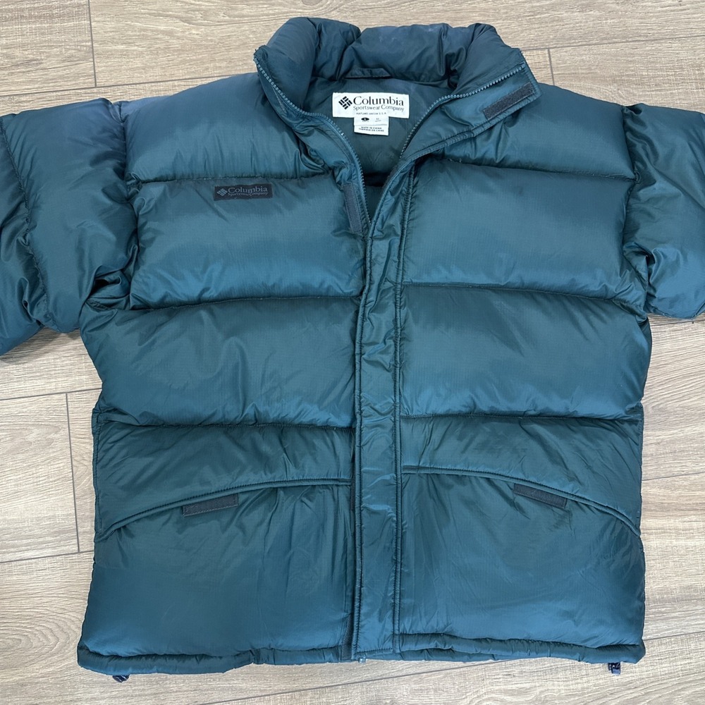 Vintage‎ 90s Columbia Puffer Jacket Mens Large Hunter Green Goose Down Coat